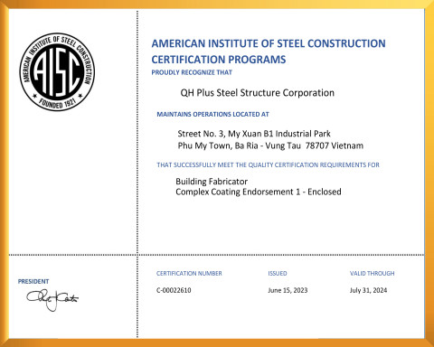 AISC CERTIFICATE